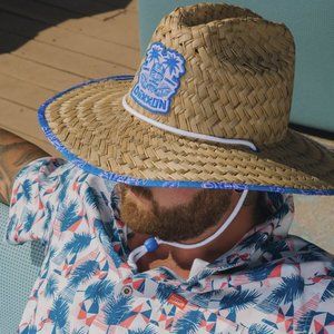NWT Dixxon Flannel Tiki Totem Party Straw Sun Hat